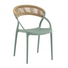 DORA Πολυθρόνα Στοιβαζόμενη PP Πράσινο Rope Wicker Φυσικό c491480