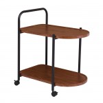 TROLLEY - Βοηθητικό Τραπεζάκι Μέταλλο Βαφή Μαύρο MDF with PVC Απόχρωση Καρυδί c491486