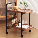 TROLLEY - Βοηθητικό Τραπεζάκι Μέταλλο Βαφή Μαύρο MDF with PVC Απόχρωση Καρυδί c491486