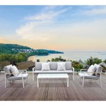 LATINO Set Σαλόνι Κήπου 4τεμ Αλουμίνιο Άσπρο Μαξιλάρια Ανοιχτό Γκρι Γυαλί Άσπρο c491494