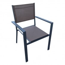 AMIRAL Πολυθρόνα Dining- Στοιβαζόμενη Alu Βαφή Ανθρακί -Textilene Cappuccino c491507 AMIRAL Πολυθρόνα Dining- Στοιβαζόμενη Alu Βαφή Ανθρακί -Textilene Cappuccino c491507