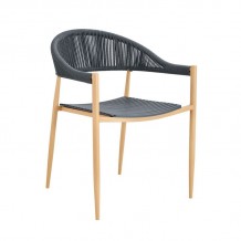 MALTA Πολυθρόνα Στοιβαζόμενη Μέταλλο Βαφή Φυσικό PP-UV Γκρι Rope Wicker Γκρι c491513