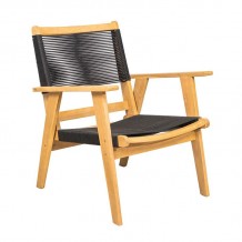 COFFEE Living Πολυθρόνα Καθιστικού Βεράντας - Κήπου ΑκακίαΦυσικό-Rope Wicker Μαύρο c491522