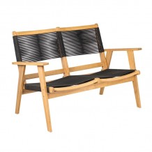 COFFEE Living Καναπές 2θέσιος Καθιστικού Βεράντας-Κήπου ΑκακίαΦυσικό-Rope Wicker Μαύρο c491524