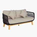 MARK Set Σαλόνι Κήπου 4τεμ Acacia Φυσικό Μαξιλάρια Μπεζ Rope Wicker Μαύρο c491529