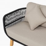 MARK Set Σαλόνι Κήπου 4τεμ Acacia Φυσικό Μαξιλάρια Μπεζ Rope Wicker Μαύρο c491529