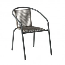 MIKA Πολυθρόνα Στοιβαζόμενη Κήπου Μέταλλο Βαφή Ανθρακί PE Rattan Γκρι c491534