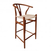 LIMA Σκαμπό BAR Ξύλο Οξιά Απόχρωση Καρυδί Κάθισμα Paper Rope Φυσικό c491564