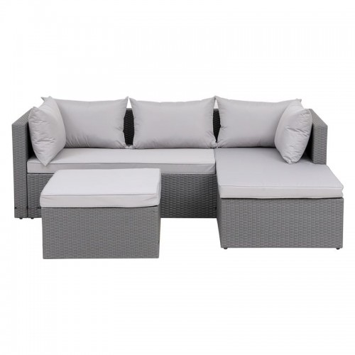 CORNER Set Wicker Γωνία με Σκαμπό Απόχρωση Ανοιχτό Γκρι c491566