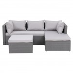 CORNER Set Wicker Γωνία με Σκαμπό Απόχρωση Ανοιχτό Γκρι c491566