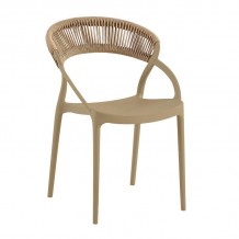 DORA Πολυθρόνα Στοιβαζόμενη PP Tortora Rope Wicker Φυσικό c491567