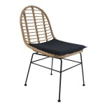 Καρέκλα Κήπου ArteLibre ACCIUS Φυσικό Μαύρο Μέταλλο Rattan 49x56x84cm c491815