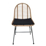 Καρέκλα Κήπου ArteLibre ACCIUS Φυσικό Μαύρο Μέταλλο Rattan 49x56x84cm c491815