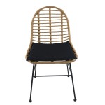 Καρέκλα Κήπου ArteLibre ACCIUS Φυσικό Μαύρο Μέταλλο Rattan 49x56x84cm c491815
