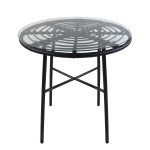 Τραπέζι Κήπου ArteLibre APPIUS Μαύρο Μέταλλο Rattan Γυαλί 70x70x74cm c491817