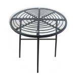 Τραπέζι Κήπου ArteLibre APPIUS Μαύρο Μέταλλο Rattan Γυαλί 70x70x74cm c491817