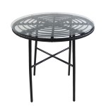 Τραπέζι Κήπου ArteLibre APPIUS Μαύρο Μέταλλο Rattan Γυαλί 70x70x74cm c491817