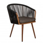 Πολυθρόνα Κήπου ArteLibre LOFOI Μαύρο Καφέ Αλουμίνιο Rattan 60x62x81cm c491821