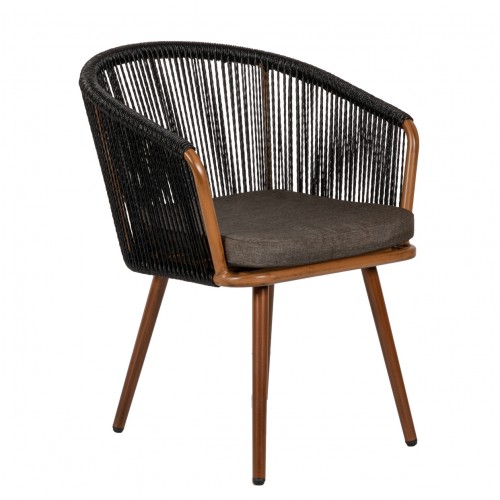 Πολυθρόνα Κήπου ArteLibre LOFOI Μαύρο Καφέ Αλουμίνιο Rattan 60x62x81cm c491821