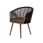 Πολυθρόνα Κήπου ArteLibre LOFOI Μαύρο Καφέ Αλουμίνιο Rattan 60x62x81cm c491821
