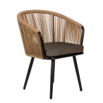 Πολυθρόνα Κήπου ArteLibre LOFOI Μαύρο Καφέ Αλουμίνιο Rattan 60x62x81cm c491822