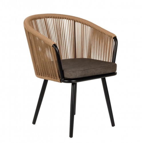Πολυθρόνα Κήπου ArteLibre LOFOI Μαύρο Καφέ Αλουμίνιο Rattan 60x62x81cm c491822