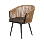 Πολυθρόνα Κήπου ArteLibre LOFOI Μαύρο Καφέ Αλουμίνιο Rattan 60x62x81cm c491822