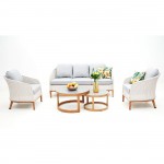 IBIZA Set Σαλόνι Κήπου 3θέσιο 2 Πολυθρόνες 2 Τραπεζάκια ALU Φυσικό-Wicker Άσπρο-Μαξιλ Γκρι c491867