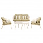 ASTRID Set Σαλόνι Κήπου 5τεμ PP Μέταλλο Cream Μαξιλάρια Sandy Green c491868