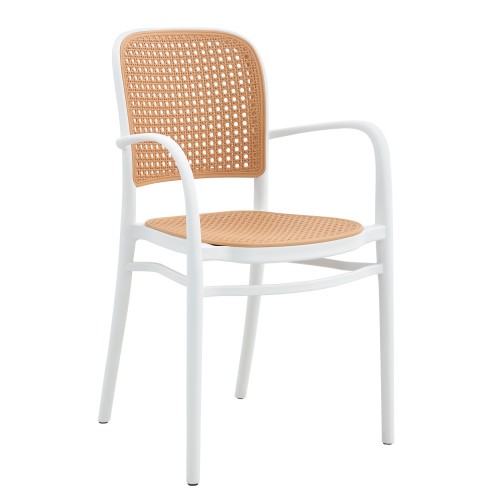 Πολυθρόνα Κήπου CANARY Λευκό Μπεζ PP 55x52x86cm c491939