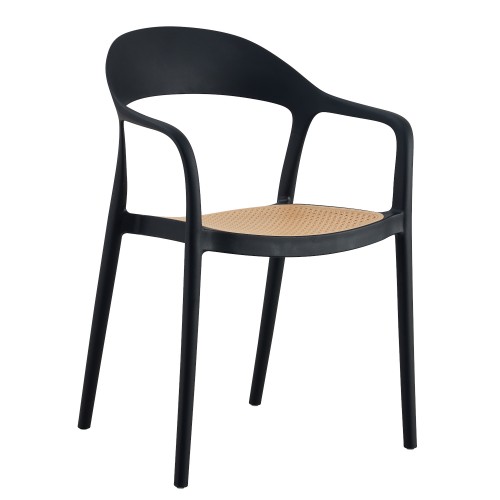 Πολυθρόνα Κήπου VITI-LEVU Μαύρο Φυσικό PP 51 5x57x81cm c491942