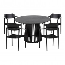 ΣΕΤ ΤΡΑΠΕΖΑΡΙΑΣ 5ΤΜΧ OSLO HM21075 01 ΣΤΡΟΓΓΥΛΟ ΤΡΑΠΕΖΙ Φ120εκ 4 ΚΑΡΕΚΛΕΣ ΜΑΥΡΟ c491948