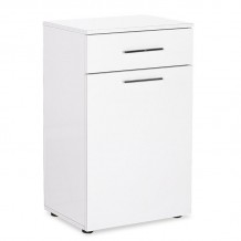 Ντουλάπι μπάνιου Chad pakoworld με καλάθι απλύτων λευκό gloss 52x38x83εκ c491972