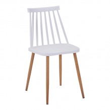 Καρέκλα Aurora I pakoworld pp σε λευκή απόχρωση πόδι μεταλλικό φυσικό 43x48x79εκ c492023