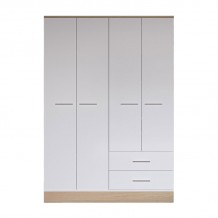 Ντουλάπα ρούχων Harmony pakoworld τετράφυλλη σε oak λευκή απόχρωση 137x52x198εκ c492052