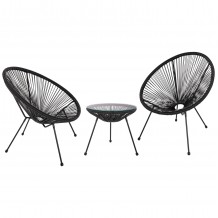 ΣΕΤ ΕΞΩΤΕΡΙΚΟΥ ΧΩΡΟΥ 3ΤΜΧ ACAPULCO HM21101 TWISTED WICKER-ΜΕΤΑΛΛΟ ΣΕ ΜΑΥΡΟ c492242