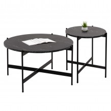 ΣΕΤ 2ΤΜΧ ΤΡΑΠΕΖΙΑ ΣΑΛΟΝΙΟΥ RONDA HM21089 MDF ΜΑΥΡΟ ΜΑΡΜΑΡΟ Φ80εκ Φ50εκ c492287