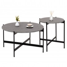 ΣΕΤ 2ΤΜΧ ΤΡΑΠΕΖΙΑ ΣΑΛΟΝΙΟΥ RONDA HM21089 01 MDF ΓΚΡΙ ΜΑΡΜΑΡΟ Φ80εκ Φ50εκ c492288