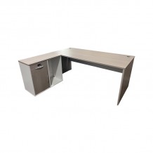 Γραφείο εργασίας επαγγελματικό Armadi pakoworld γωνιακό σε γκρι λευκή απόχρωση 140x70x75εκ c492347