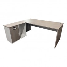 Γραφείο εργασίας επαγγελματικό Armadi pakoworld γωνιακό σε γκρι λευκή απόχρωση 180x80x75εκ c492353