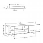 Σύνθετο σαλονιού Saloon pakoworld σε λευκή oak απόχρωση 160x35 5x44εκ c492357