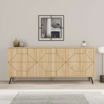 Μπουφές Bufel pakoworld σε φυσική απόχρωση 181x35x77 4εκ c492360