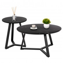 ΣΕΤ 2ΤΜΧ ΤΡΑΠΕΖΙΑ ΣΑΛΟΝΙΟΥ ROCKET HM21090 MDF ΜΑΥΡΟ ΜΑΡΜΑΡΟ Φ80εκ Φ45εκ c492366