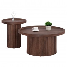 ΣΕΤ 2ΤΜΧ ΤΡΑΠΕΖΙΑ ΣΑΛΟΝΙΟΥ MARGON HM21084 MDF ΣΚΟΥΡΟ ΚΑΦΕ Φ80εκ Φ45εκ c492369