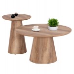 ΣΕΤ 2ΤΜΧ ΤΡΑΠΕΖΙΑ ΣΑΛΟΝΙΟΥ KARAN HM21085 MDF ΦΥΣΙΚΟ ΞΥΛΟΥ Φ80εκ Φ45εκ c492370