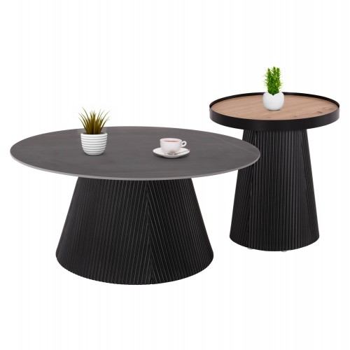 ΣΕΤ 2ΤΜΧ ΤΡΑΠΕΖΙΑ ΣΑΛΟΝΙΟΥ DUNCAN HM21081 MDF ΚΑΙ ΚΕΡΑΜΙΚΟ TOP Φ80εκ Φ45εκ c492372