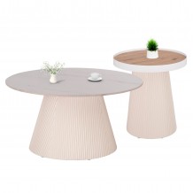 ΣΕΤ 2ΤΜΧ ΤΡΑΠΕΖΙΑ ΣΑΛΟΝΙΟΥ DUNCAN HM21082 MDF ΚΡΕΜ ΚΑΙ ΚΕΡΑΜΙΚΟ TOP Φ80εκ Φ45εκ c492373