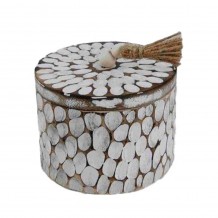 AMAR ΚΟΥΤΙ ΑΠΟΘΗΚΕΥΣΗΣ ΞΥΛΟ ΚΑΦΕ ΛΕΥΚΟ 16x16xH12cm c492450