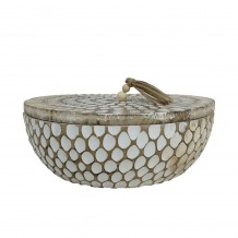 AMAR ΚΟΥΤΙ ΑΠΟΘΗΚΕΥΣΗΣ ΞΥΛΟ ΚΑΦΕ ΛΕΥΚΟ 34x34xH12cm c492451