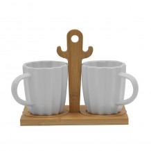CACTUS ΚΟΥΠΑ ESPRESSO SET 2 ΤΜΧ ΠΟΡΣΕΛΑΝΗ BAMBOO ΛΕΥΚΟ ΦΥΣΙΚΟ 20x12xH16 5cm c492453